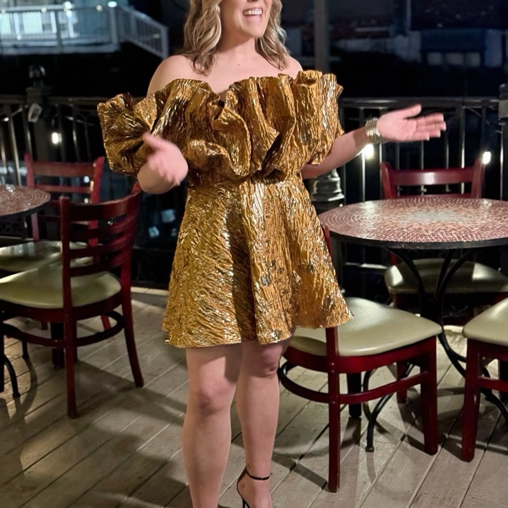 Buddy Love Strapless Gold Dress